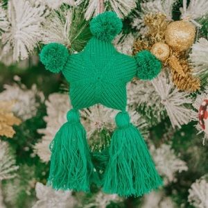 Squishy Knit Green Star Christmas Ornament